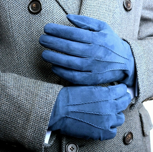 NEW⭐100% Suede Leather Gloves💙Turquoise Blue - Picture 1 of 8